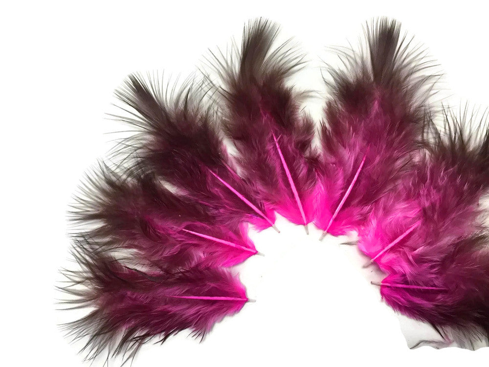 1 Dozen - Pink & Black Rooster Chickabou Fluff Feathers