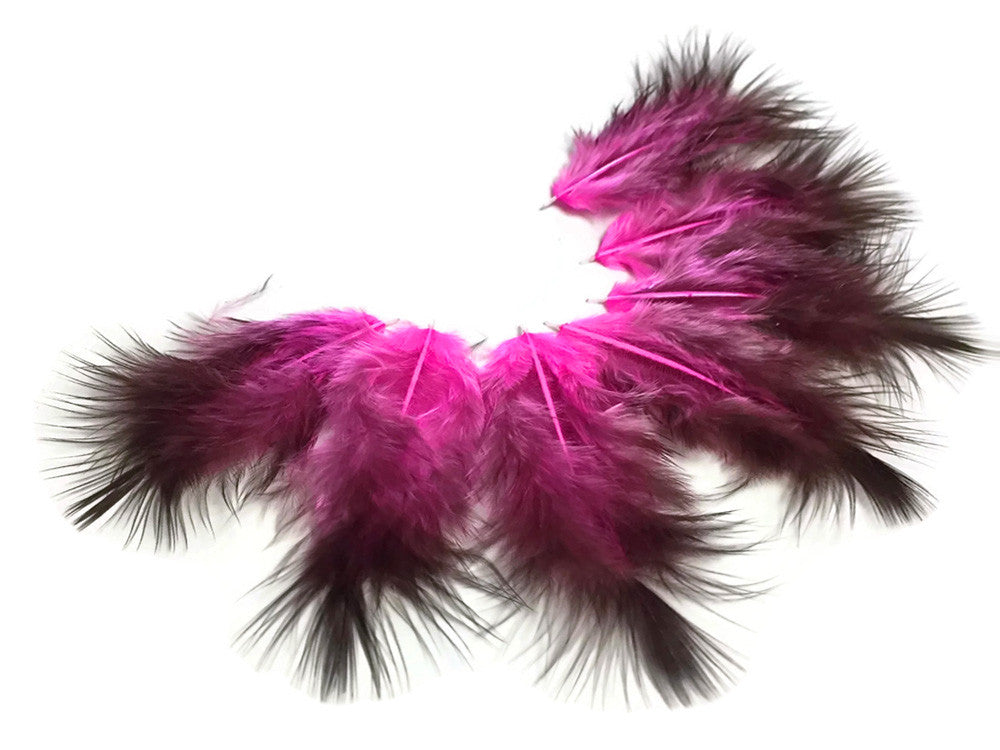 1 Dozen - Pink & Black Rooster Chickabou Fluff Feathers