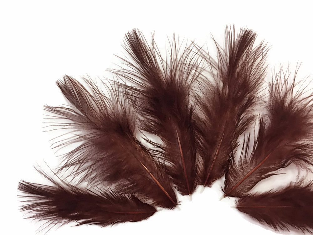 1 Dozen - Solid Brown Mini Rooster Chickabou Fluff Whiting Hair Feathers