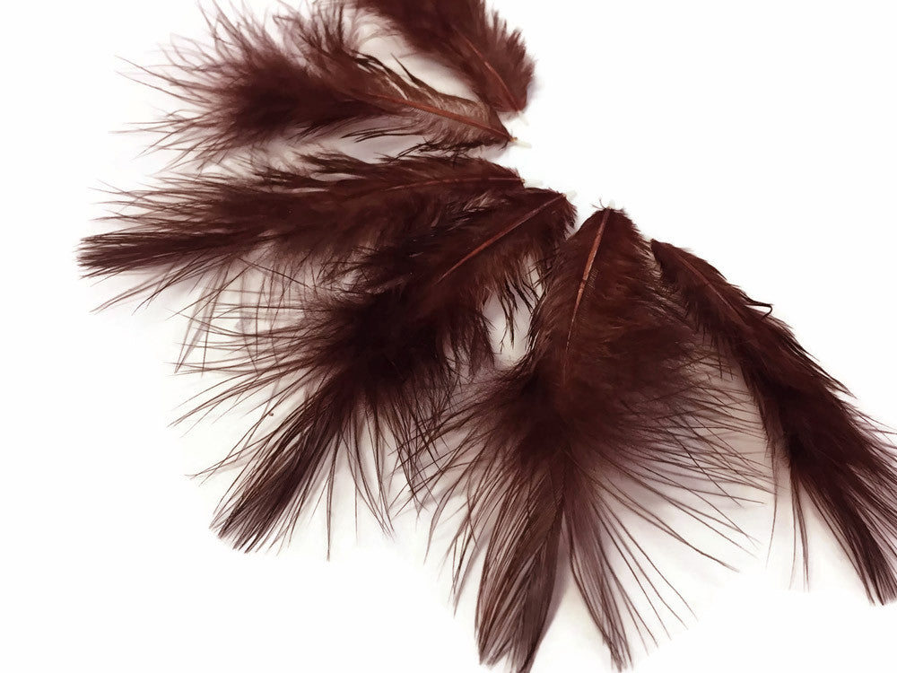 1 Dozen - Solid Brown Mini Rooster Chickabou Fluff Whiting Hair Feathers