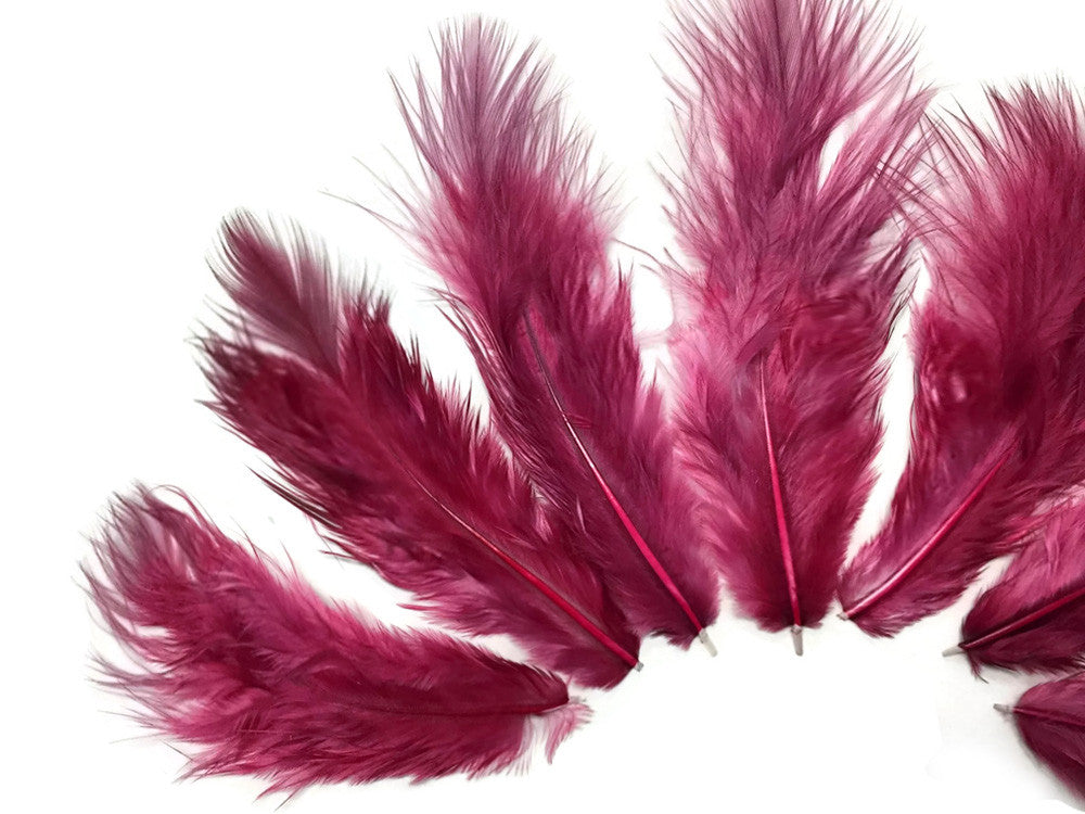 1 Dozen - Solid Claret Mini Rooster Chickabou Fluff Whiting Hair Feathers