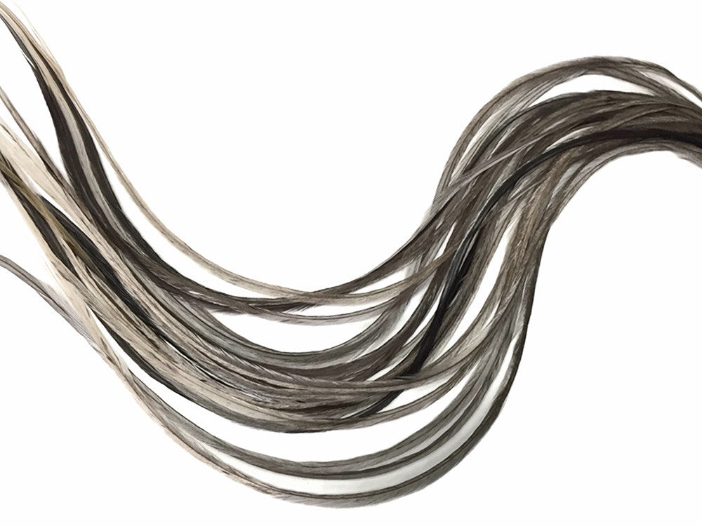 10 Pieces - Solid Gray Thin Long Rooster Hair Extension Feathers