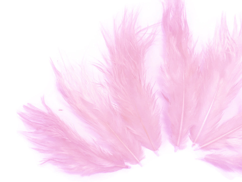 1 Dozen - Solid Light Pink Mini Rooster Chickabou Fluff Whiting Hair Feathers