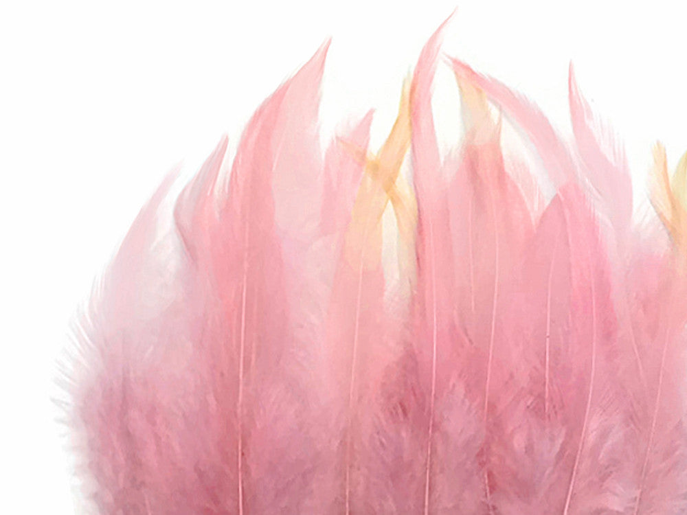 1 Dozen - Short Solid Light Pink Whiting Farm Rooster Saddle Hair Extension Feathers