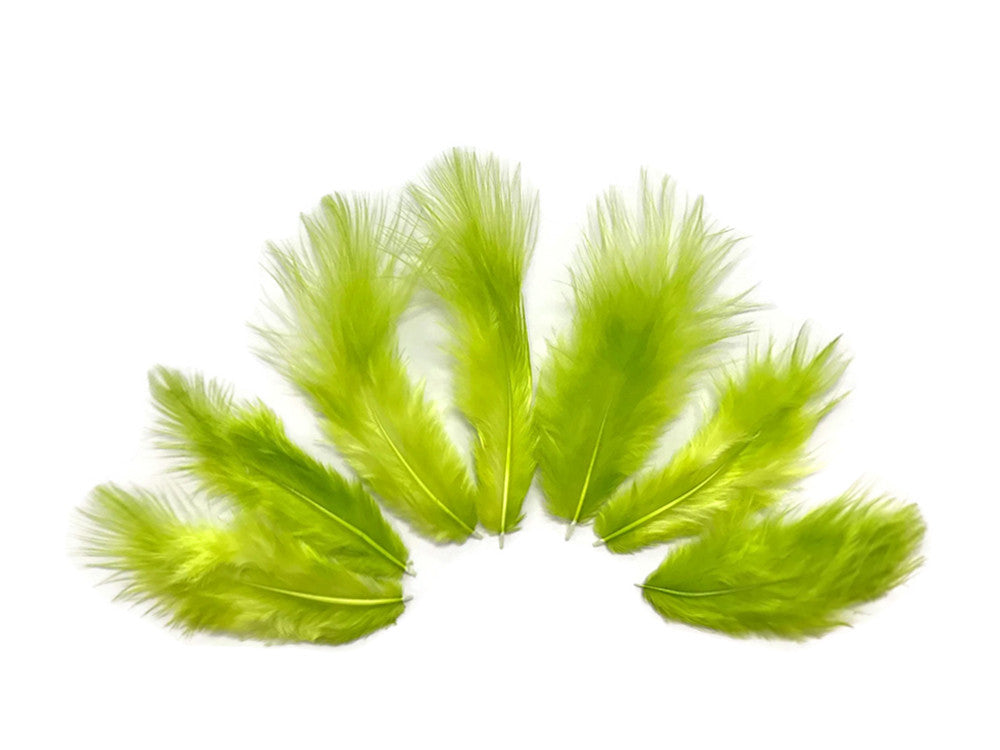 1 Dozen - Solid Lime Green Mini Rooster Chickabou Fluff Whiting Hair Feathers