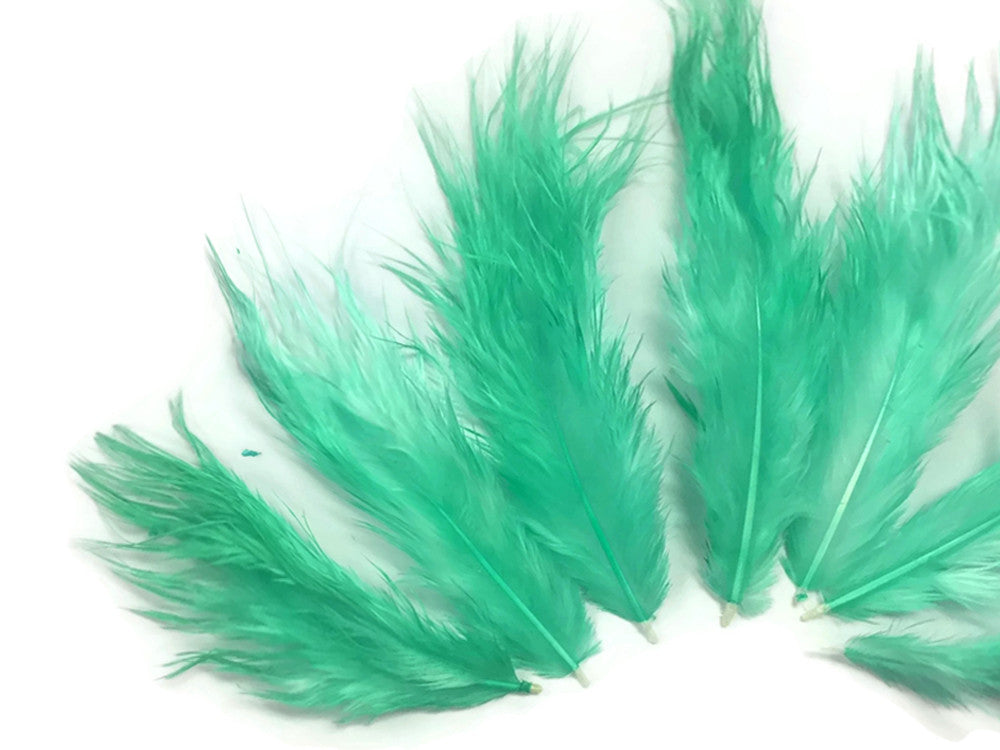 1 Dozen - Solid Mint Green Mini Rooster Chickabou Fluff Whiting Hair Feathers