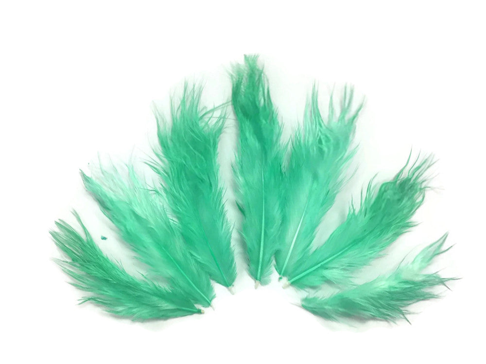 1 Dozen - Solid Mint Green Mini Rooster Chickabou Fluff Whiting Hair Feathers