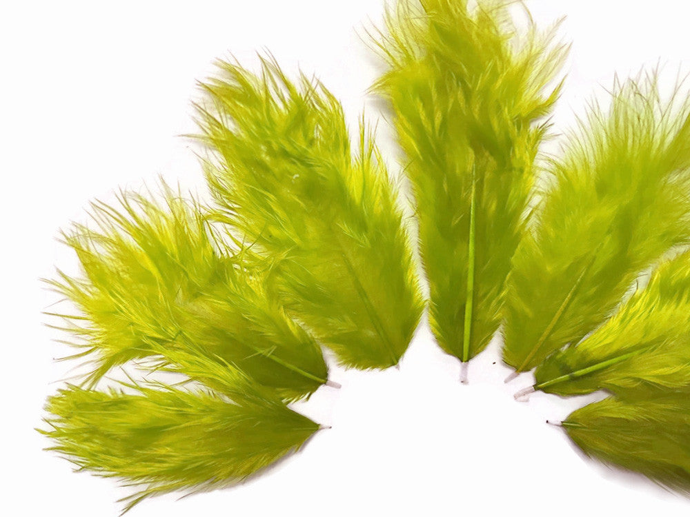 1 Dozen - Solid Olive Mini Rooster Chickabou Fluff Whiting Hair Feathers