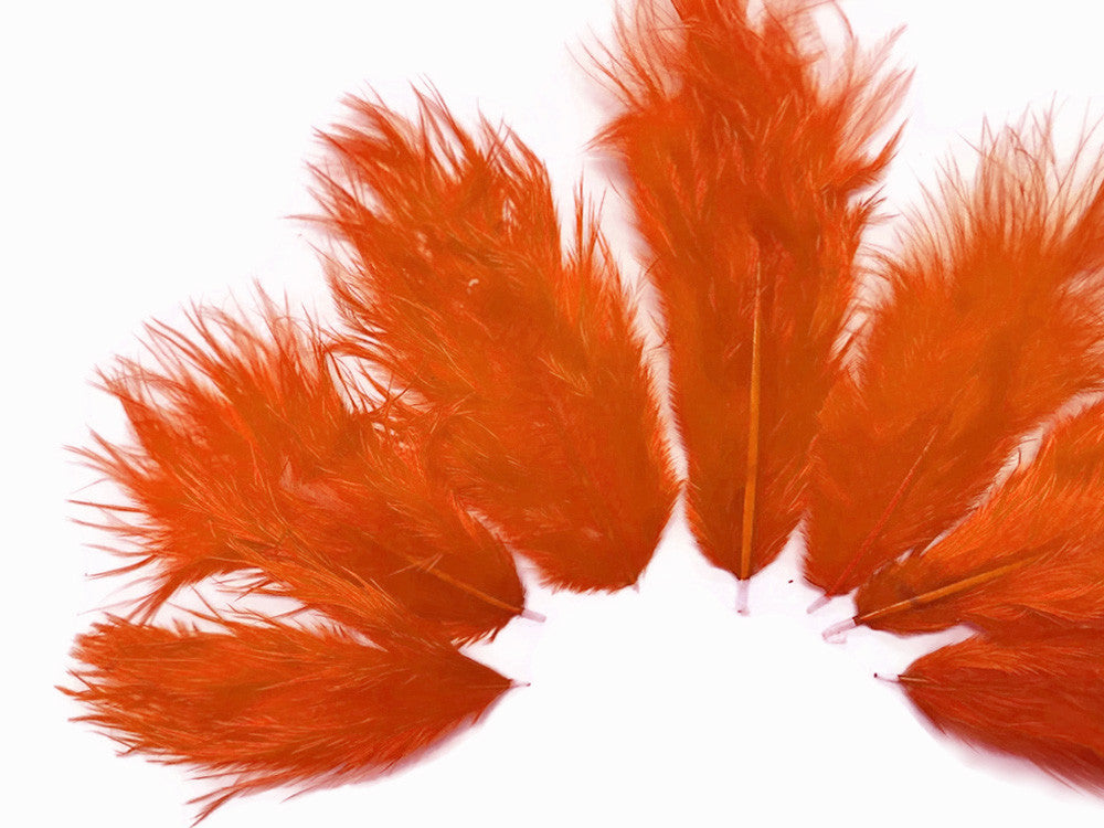 1 Dozen - Solid Orange Mini Rooster Chickabou Fluff Whiting Hair Feathers