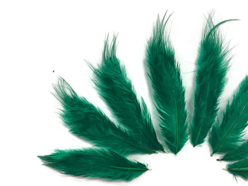 1 Dozen - Solid Peacock Green Mini Rooster Chickabou Fluff Whiting Hair Feathers