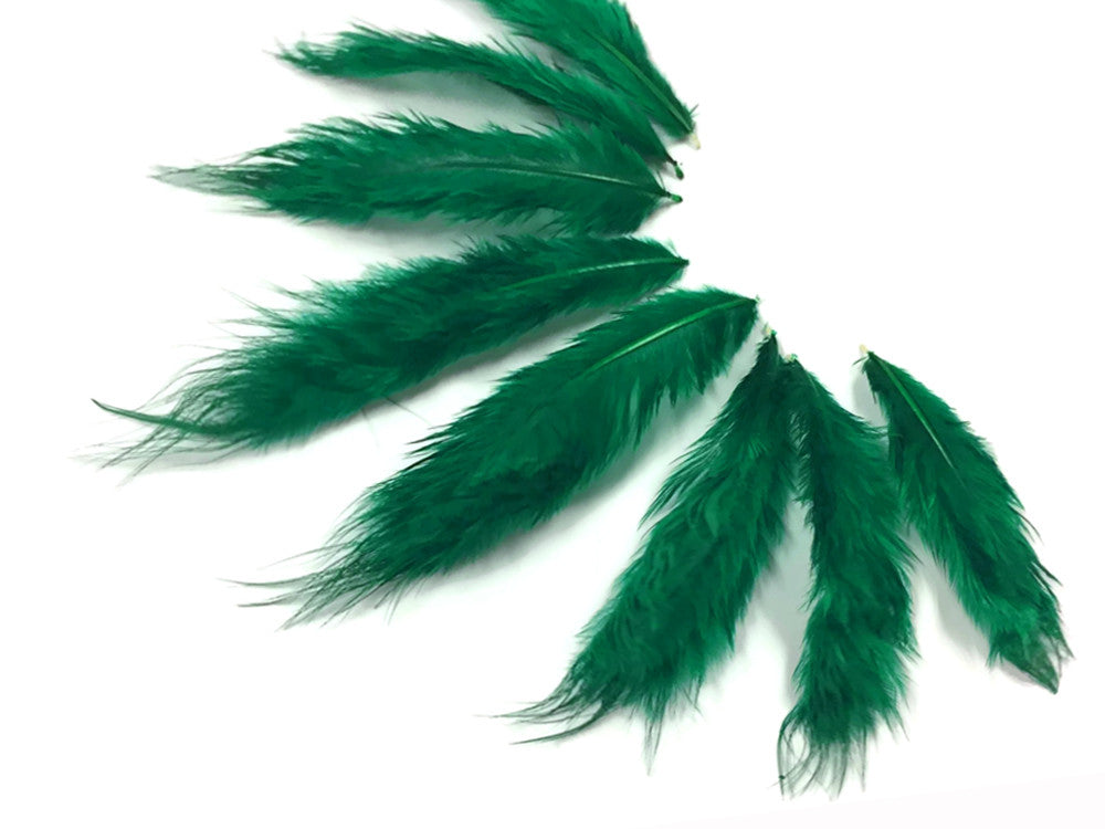 1 Dozen - Solid Peacock Green Mini Rooster Chickabou Fluff Whiting Hair Feathers