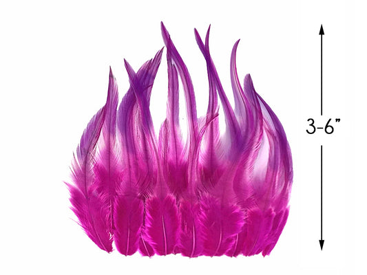 1 Dozen - Raspberry Blendz Short Whiting Farm Rooster Saddle Hair Extension Feathers