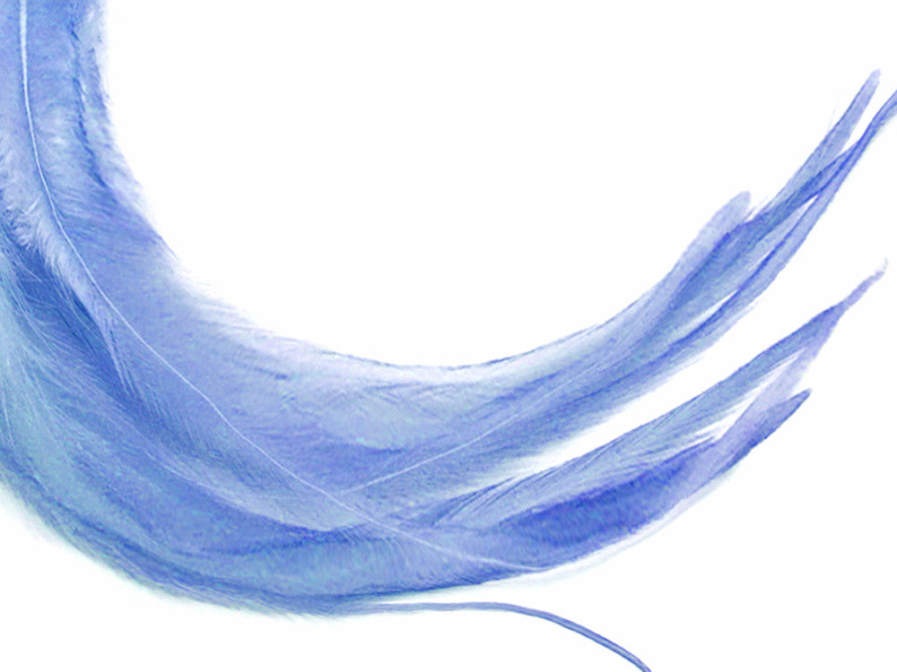 1 Dozen - Medium Solid Light Blue Rooster Saddle Whiting Hair Extension Feathers