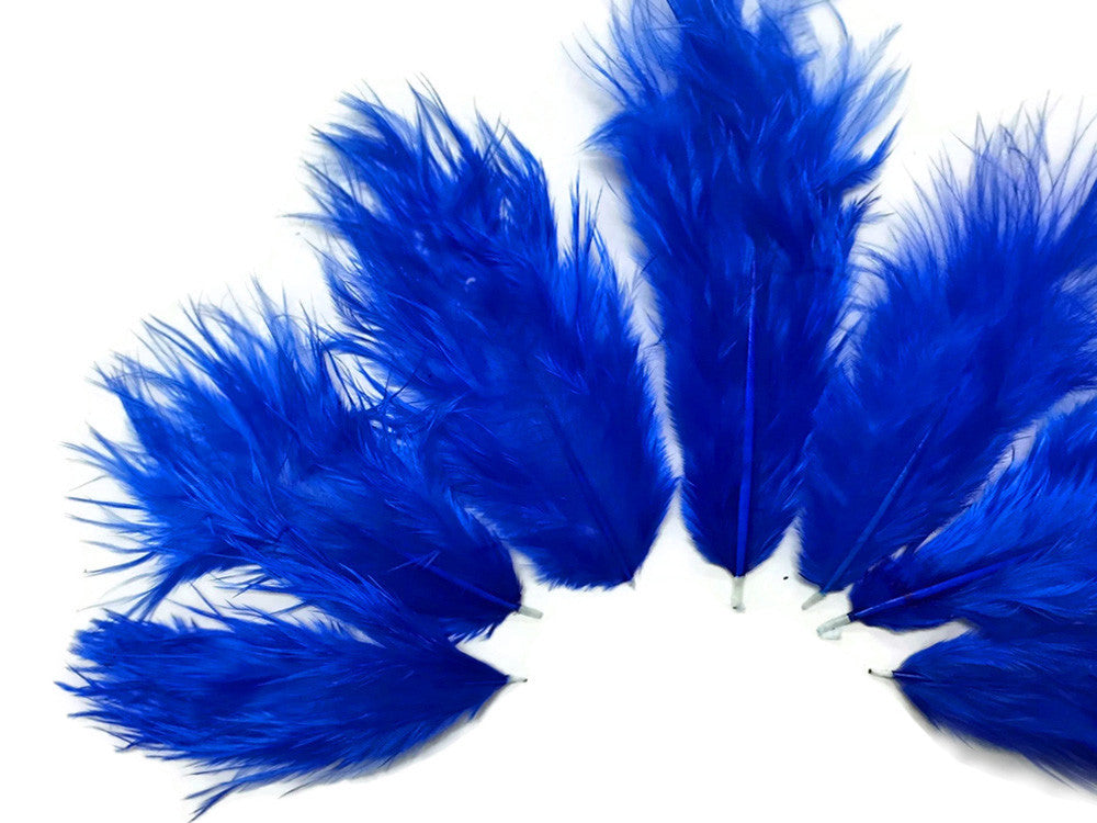 1 Dozen - Solid Royal Blue Mini Rooster Chickabou Fluff Whiting Hair Feathers