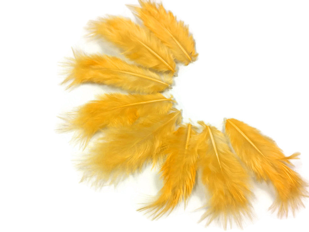 1 Dozen - Solid Tangerine Mini Rooster Chickabou Fluff Whiting Hair Feathers