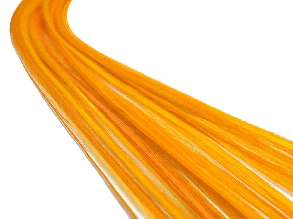 10 Pieces - Solid Tangerine Thin Long Whiting Farm Rooster Hair Extension Feathers