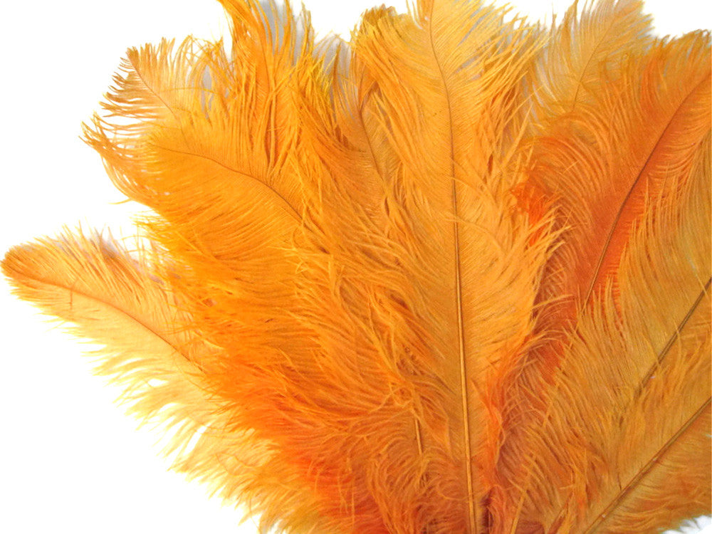 10 Pieces - 19-24" Gold Ostrich Dyed Drabs Body Feathers