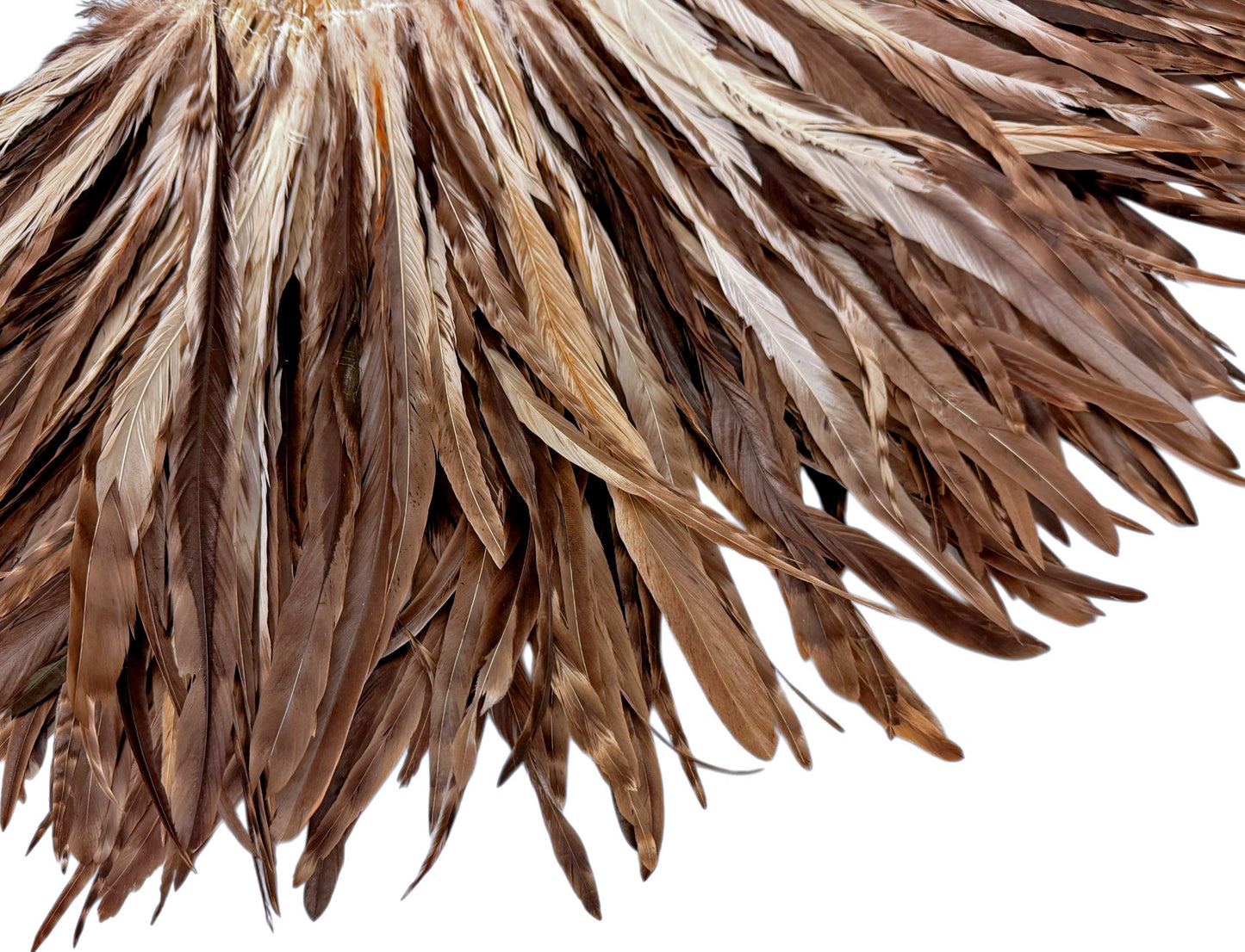 2.5  Inch Strip -  14-16" Natural Brown Chinchilla Mix Coque Tail Strung Feathers