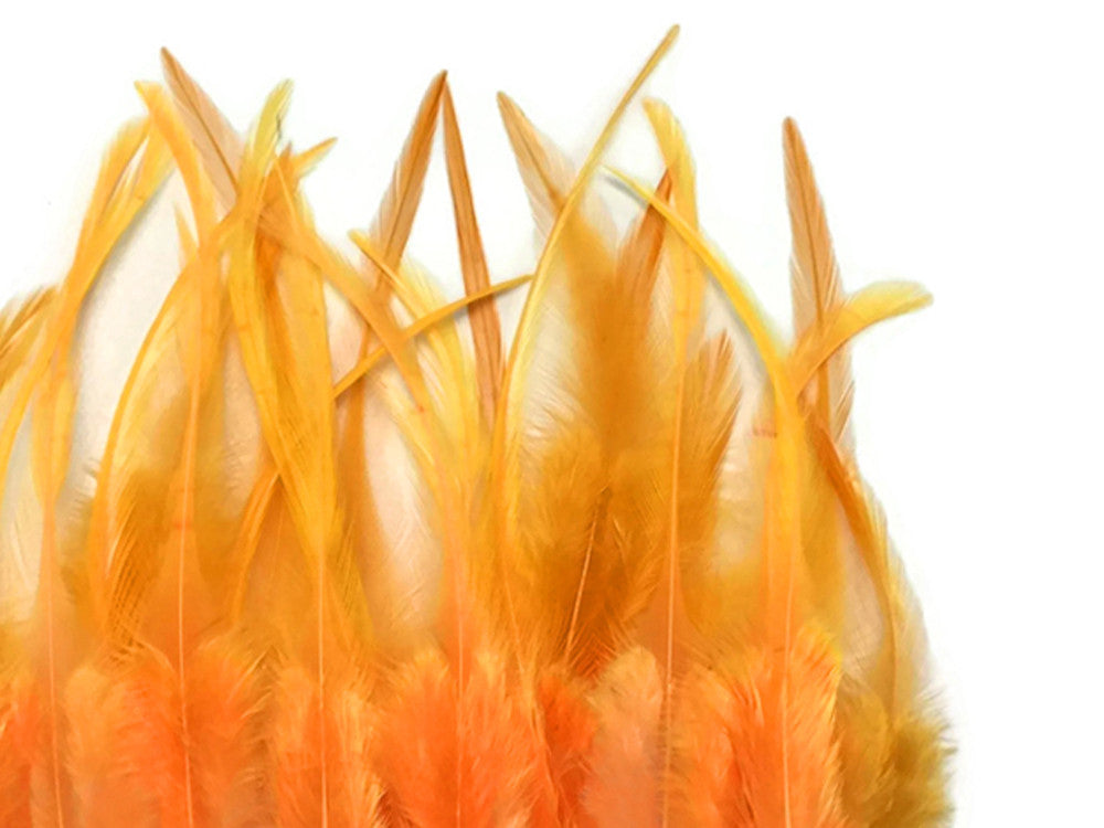 1 Dozen - Short Solid Tangerine Whiting Farm Rooster Saddle Hair Extension Feathers