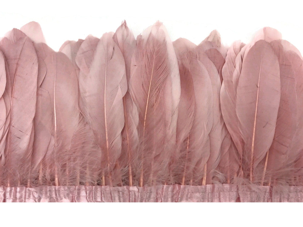 1 Yard - Taupe Dyed Goose Pallet Parried Feather Trim