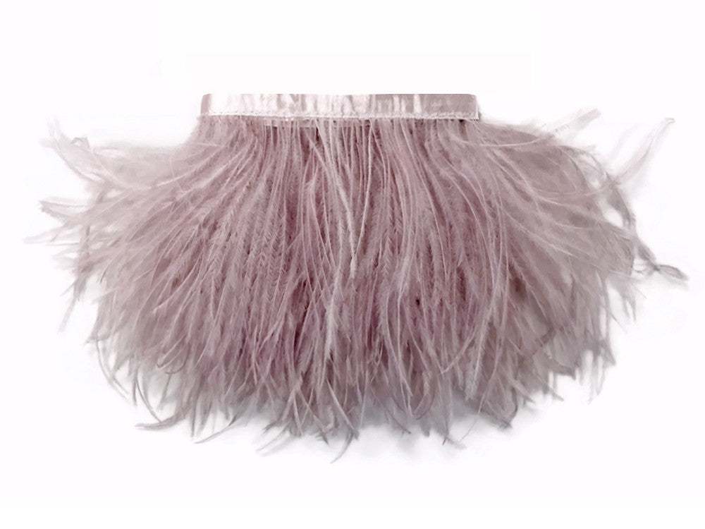 6 Inch Strip - Taupe Ostrich Fringe Trim Feathers