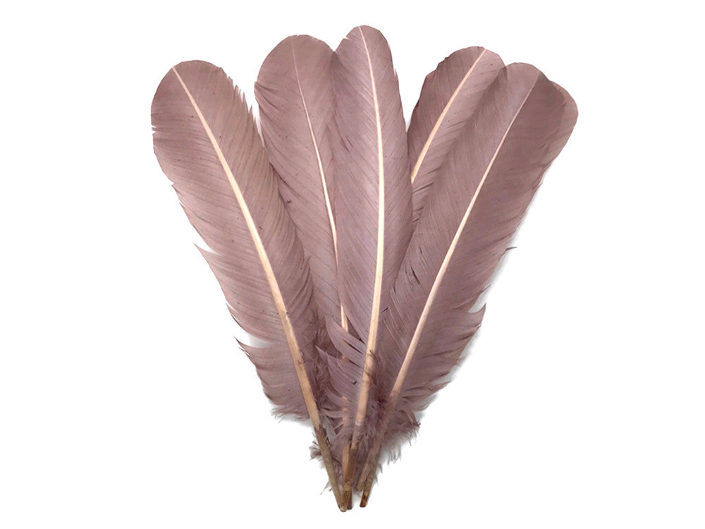 6 Pieces - Taupe Turkey Rounds Secondary Wing Quill Feathers