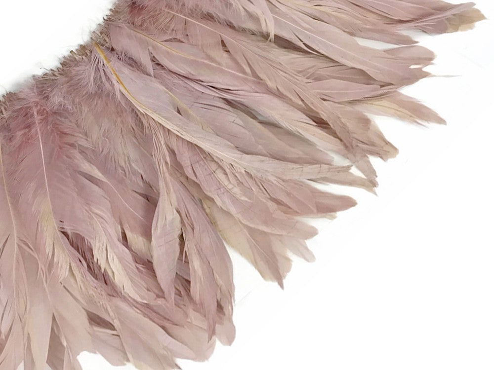 1/2 Yard - 8-10" Taupe Strung Natural Bleach & Dyed Rooster Coque Tail Wholesale Feathers (Bulk)