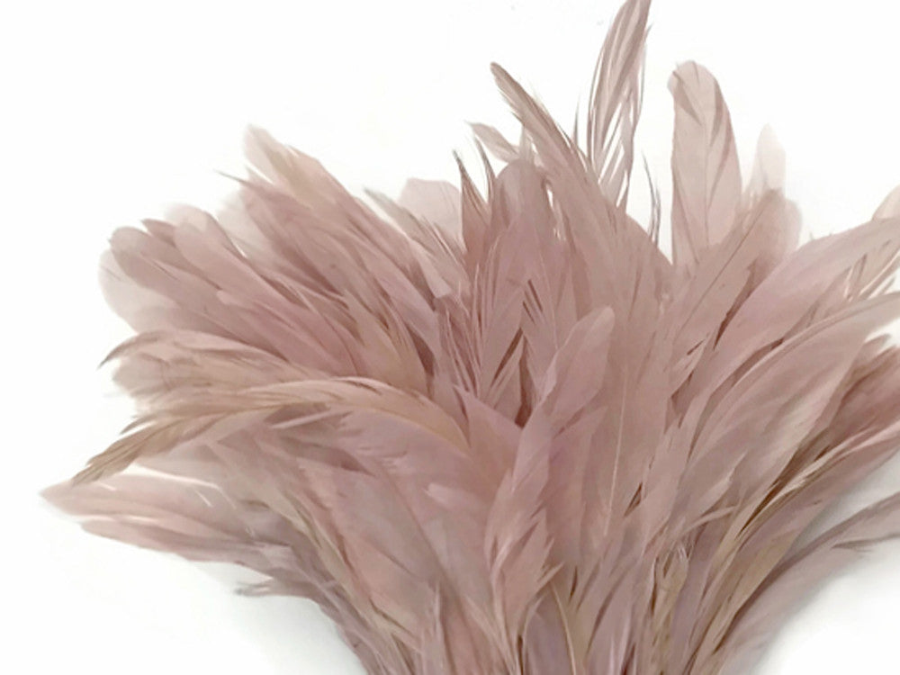 1/2 Yard - 8-10" Taupe Strung Natural Bleach & Dyed Rooster Coque Tail Wholesale Feathers (Bulk)