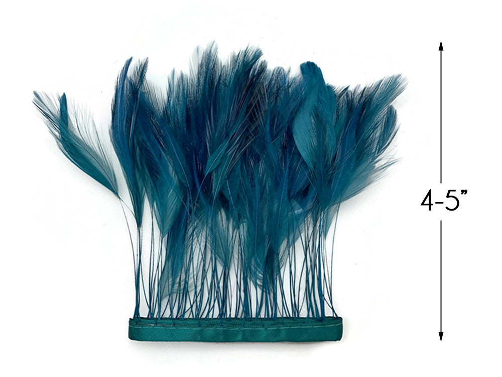 1 Dozen - Teal Blue Stripped Rooster Neck Hackle Eyelash Feather