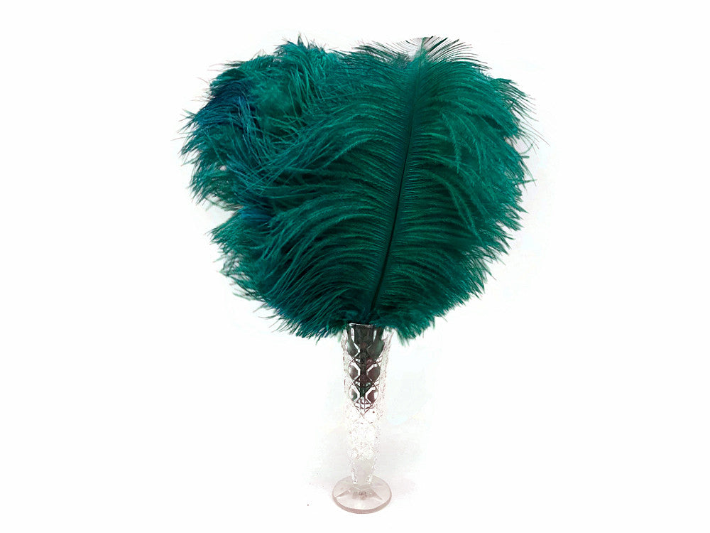 10 Pieces - 6-8" Peacock Green Ostrich Dyed Drabs Feathers