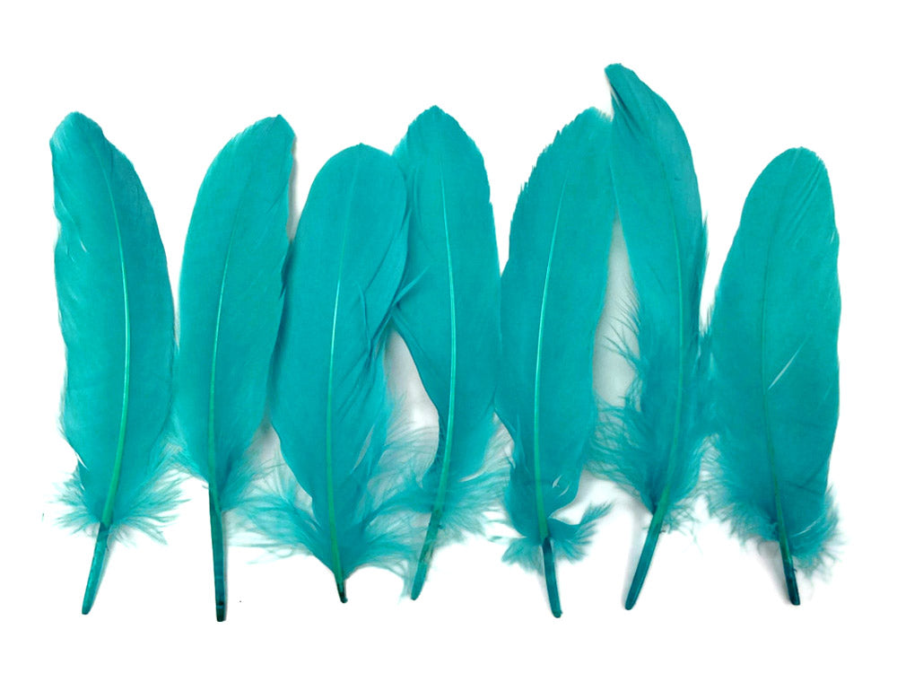 1/4 lbs. - Peacock Blue Goose Satinettes Pallet Soft Wing Quill Wholesale Feathers (Bulk)