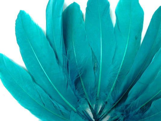 1/4 lbs. - Peacock Blue Goose Satinettes Pallet Soft Wing Quill Wholesale Feathers (Bulk)