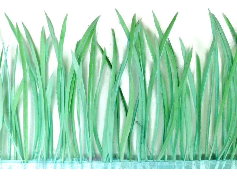 1 Yard - Aqua Green Goose Biots Stripped Wing Wholesale Feather Trim