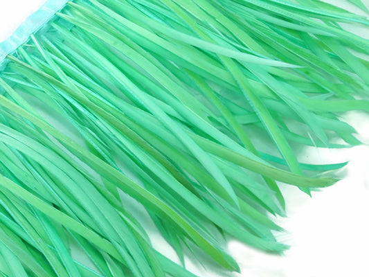 1 Yard - Aqua Green Goose Biots Stripped Wing Wholesale Feather Trim