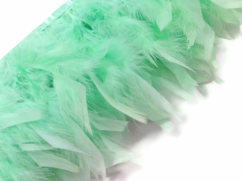 1 Yard - Aqua Blue Chandelle Turkey Fluffy Feather Trim