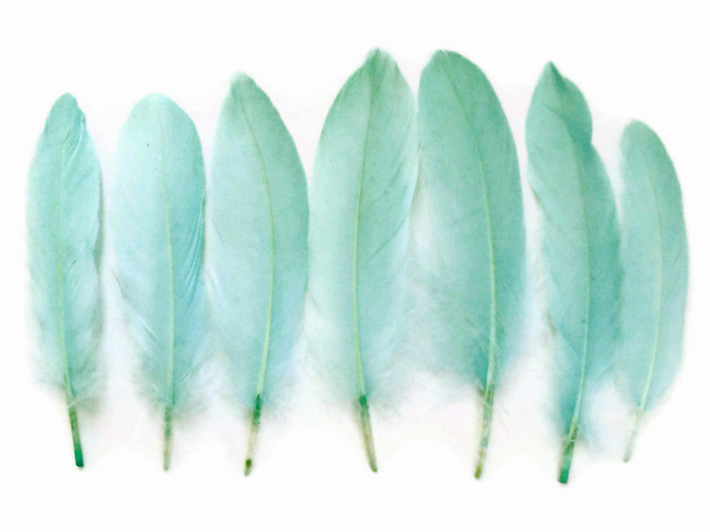 1/4 Lb - Aqua Blue Goose Satinettes Wholesale Loose Feathers (Bulk)