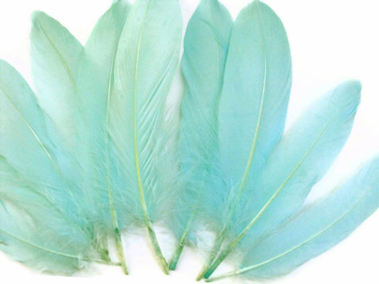 1/4 Lb - Aqua Blue Goose Satinettes Wholesale Loose Feathers (Bulk)