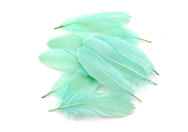 1/4 lbs. - Aqua Blue Goose Satinettes Pallet Soft Wing Quill Wholesale Feathers (Bulk)