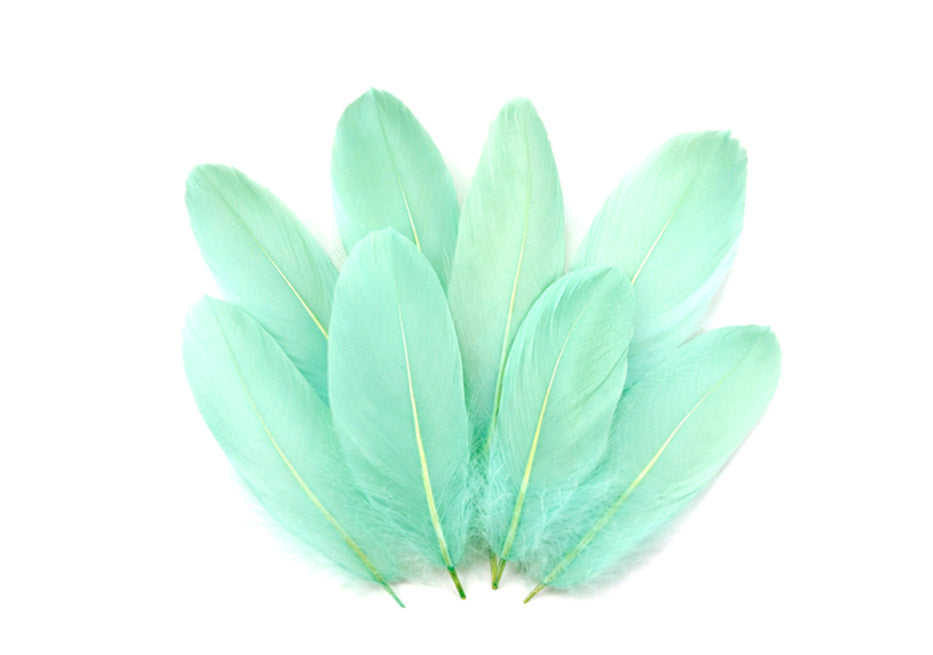 1/4 lbs. - Aqua Blue Goose Satinettes Pallet Soft Wing Quill Wholesale Feathers (Bulk)
