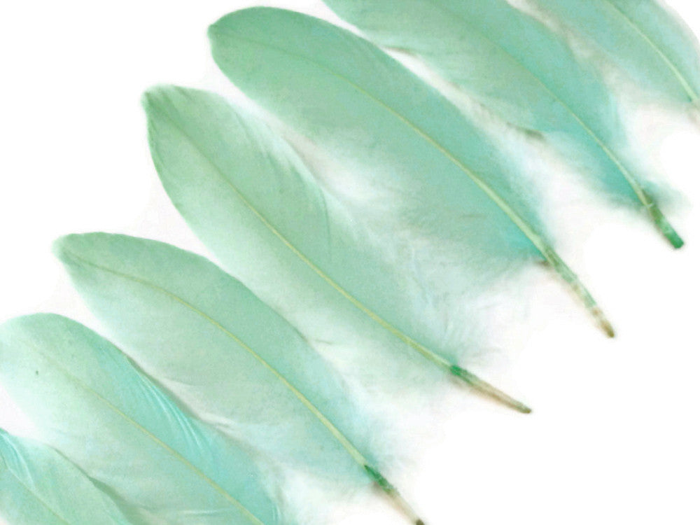 1/4 Lb - Aqua Blue Goose Satinettes Wholesale Loose Feathers (Bulk)