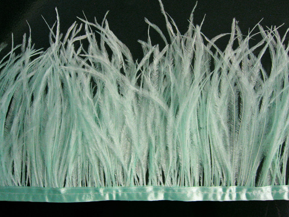 10 Yards - Mint Green Ostrich Fringe Trim Wholesale Feather (Bulk)