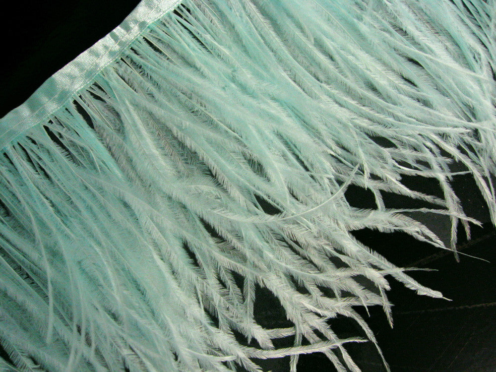 10 Yards - Mint Green Ostrich Fringe Trim Wholesale Feather (Bulk)