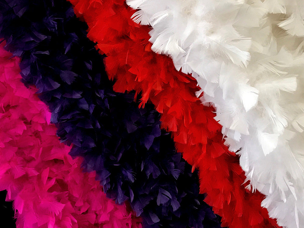 2 Yards - Red Heavy Weight Turkey Flat Feather Boa, 150 Gram