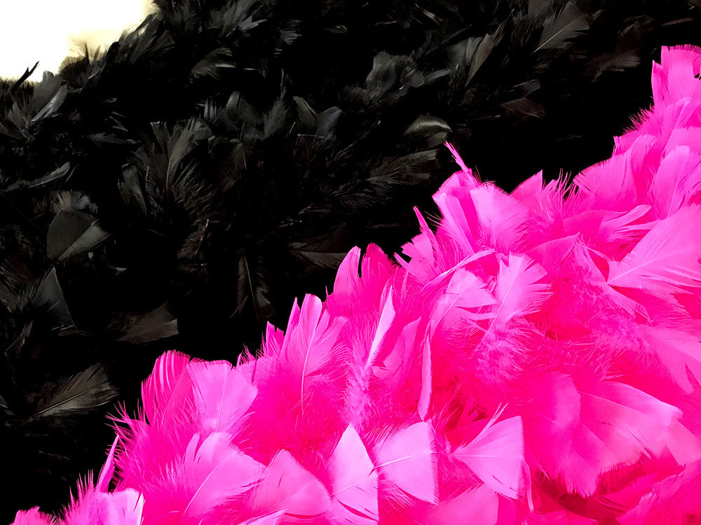 2 Yards - Black Heavy Weight Turkey Flat Feather Boa, 150 Gram