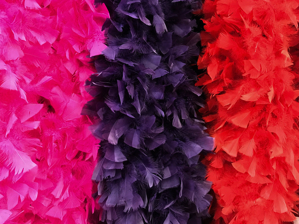 2 Yards - Hot Pink Heavy Weight Turkey Flat Feather Boa, 150 Gram