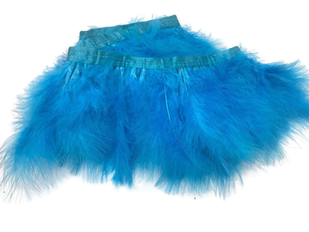 1 Yard - Turquoise Blue Marabou Turkey Fluff Feather Fringe Trim