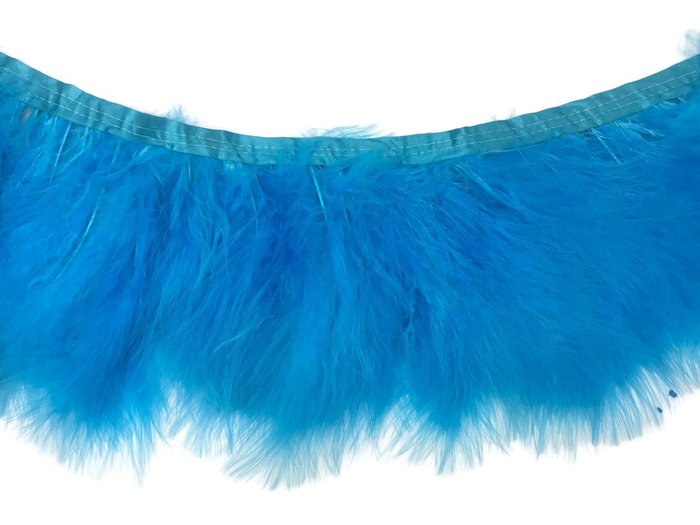 1 Yard - Turquoise Blue Marabou Turkey Fluff Feather Fringe Trim