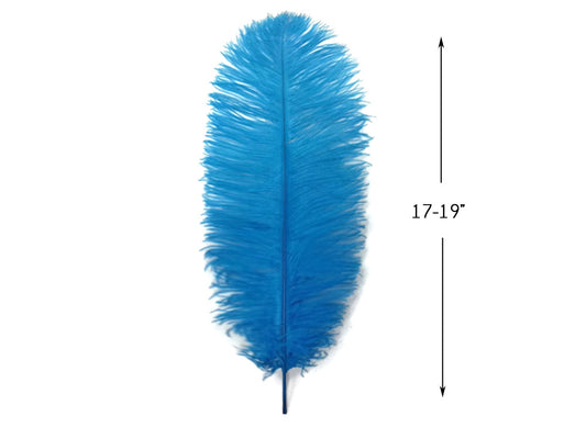 10 Pieces - 17-19" Turquoise Blue Large Bleached & Dyed Ostrich Drabs Body Feathers