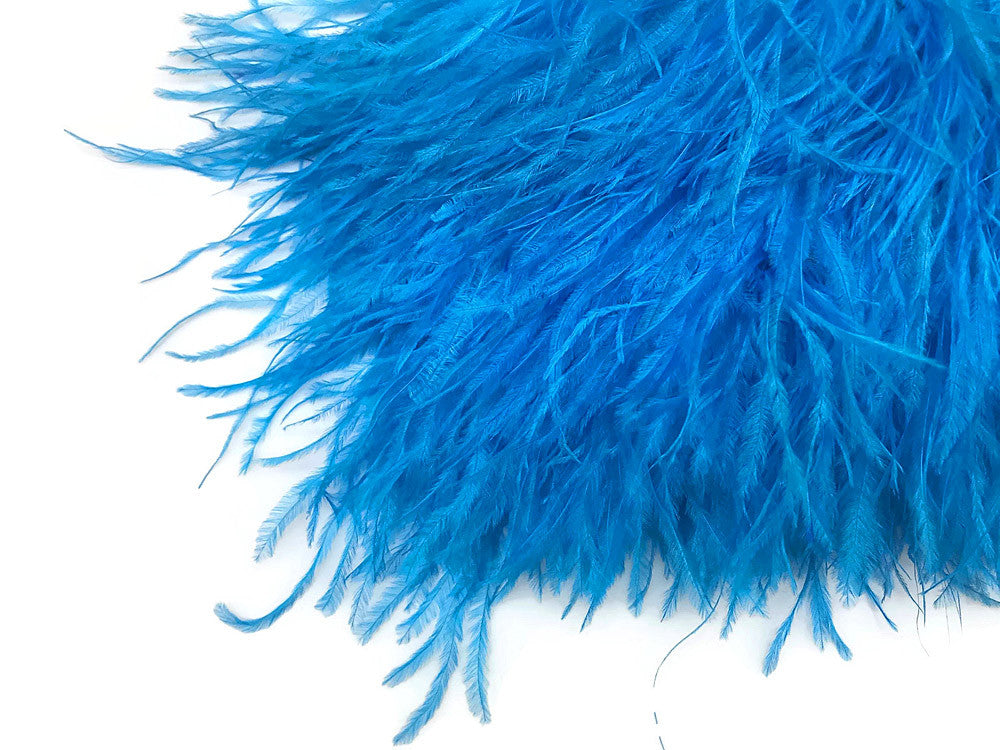 6 Inch Strip - Turquoise Blue Ostrich Fringe Trim Feather