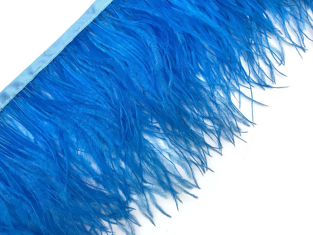 6 Inch Strip - Turquoise Blue Ostrich Fringe Trim Feather